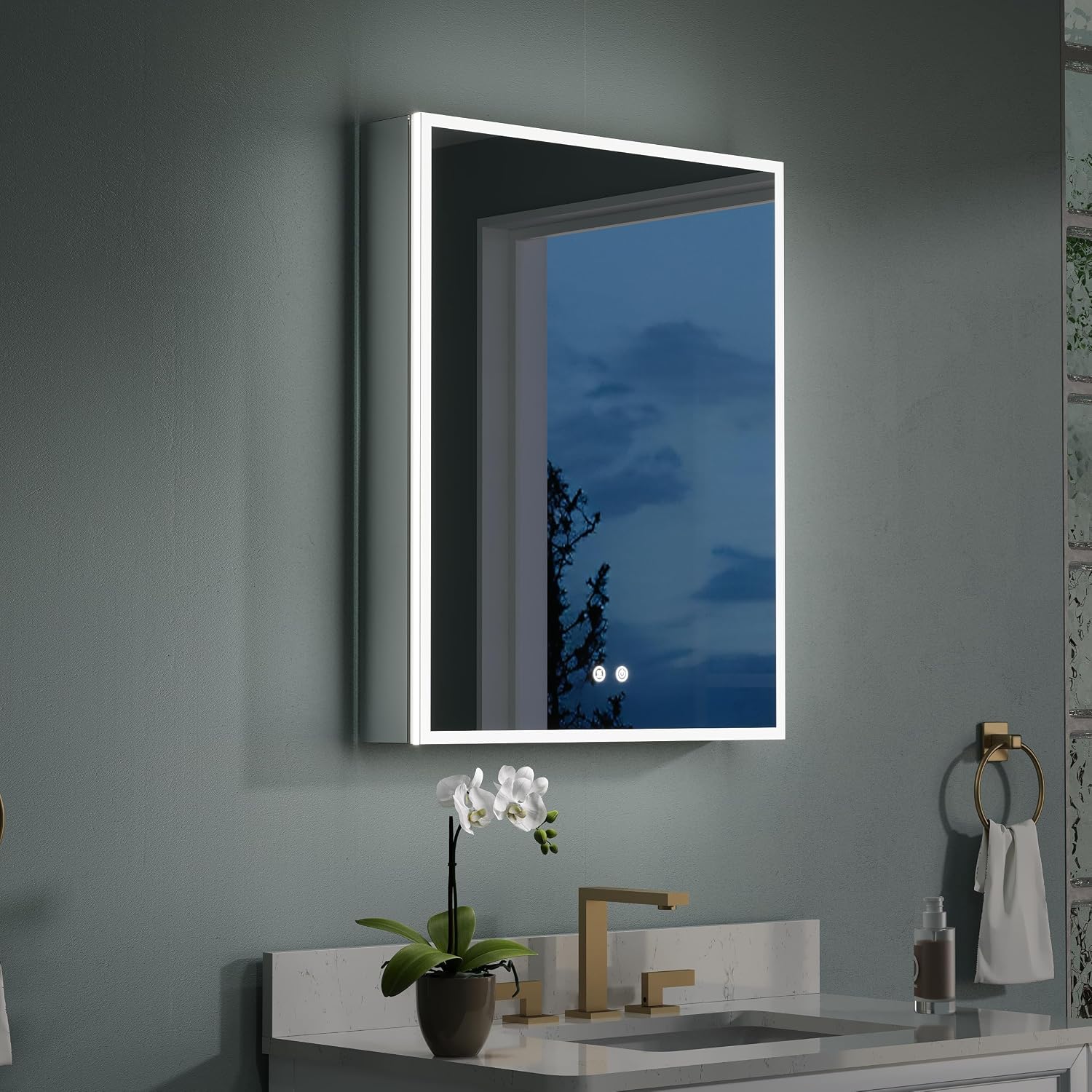 24インチ x 30インチの照明付き薬品キャビネット、3倍拡 - Home Outlet Bathroom Cabinets のレビューと価格