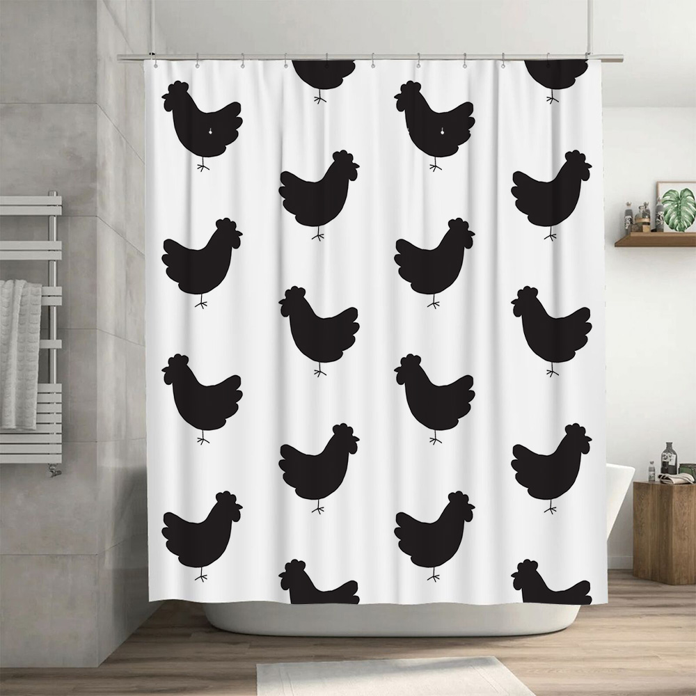 家庭のバスルームの装飾用のかわいい黒い鶏のプリントデザインが - Home Bathroom Design Ideas のレビューと価格