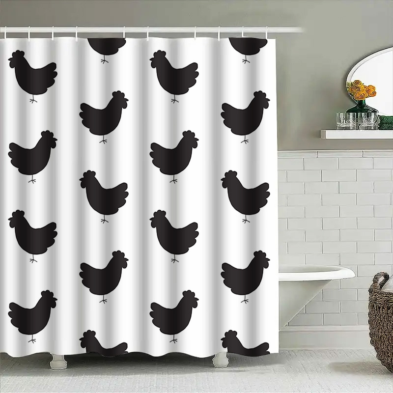 家庭のバスルームの装飾用のかわいい黒い鶏のプリントデザインが - Home Bathroom Design Ideas のレビューと価格