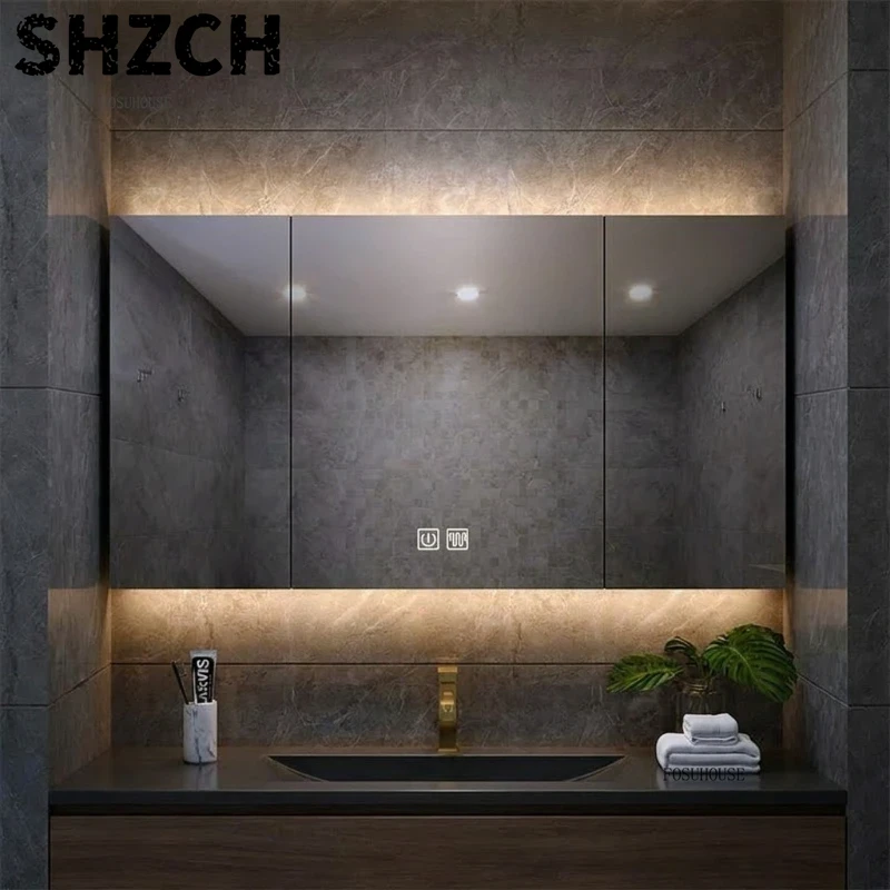 モダンな厚みのある浴室鏡、一体型スマート収納キャビネット付き - Home Bathroom Vanity のレビューと価格