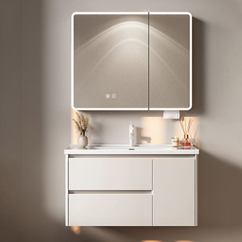 白い高級バスルームキャビネット収納オーガナイザー、鏡付きトイ - Home Bathroom Vanity Combo のレビューと価格