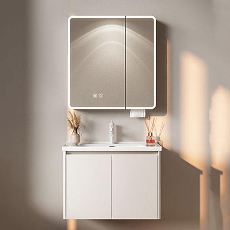 白い高級バスルームキャビネット収納オーガナイザー、鏡付きトイ - Home Bathroom Vanity Combo のレビューと価格