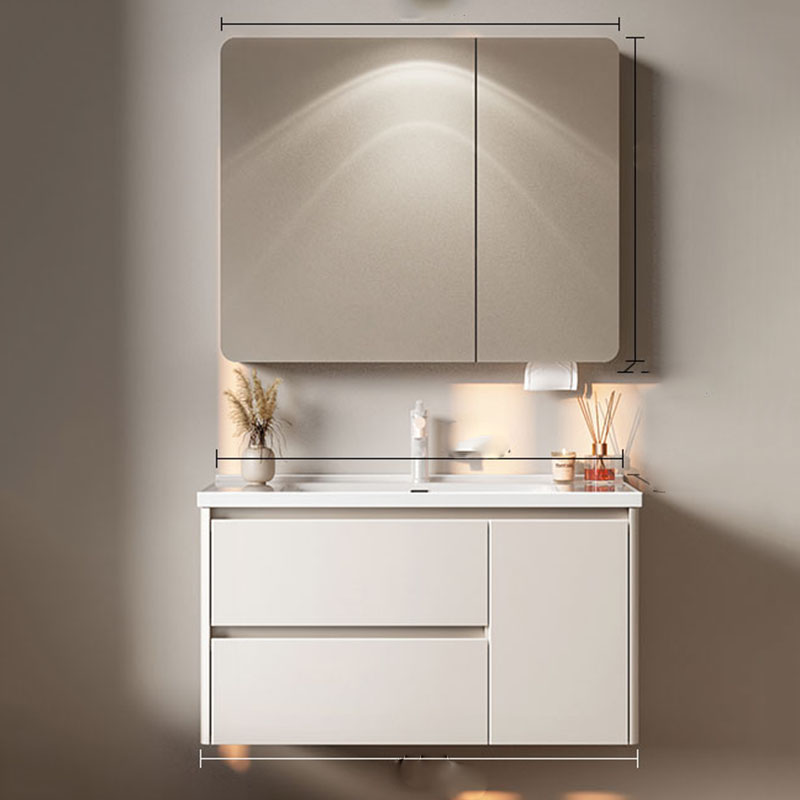 白い高級バスルームキャビネット収納オーガナイザー、鏡付きトイ - Home Bathroom Vanity Combo のレビューと価格