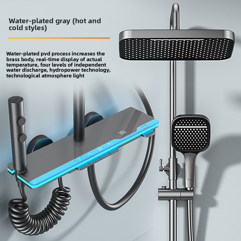 スマートデジタルディスプレイ付きサーモスタットシャワーセット - Home Bathroom Shower のレビューと価格