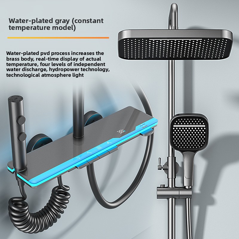 スマートデジタルディスプレイ付きサーモスタットシャワーセット - Home Bathroom Shower のレビューと価格