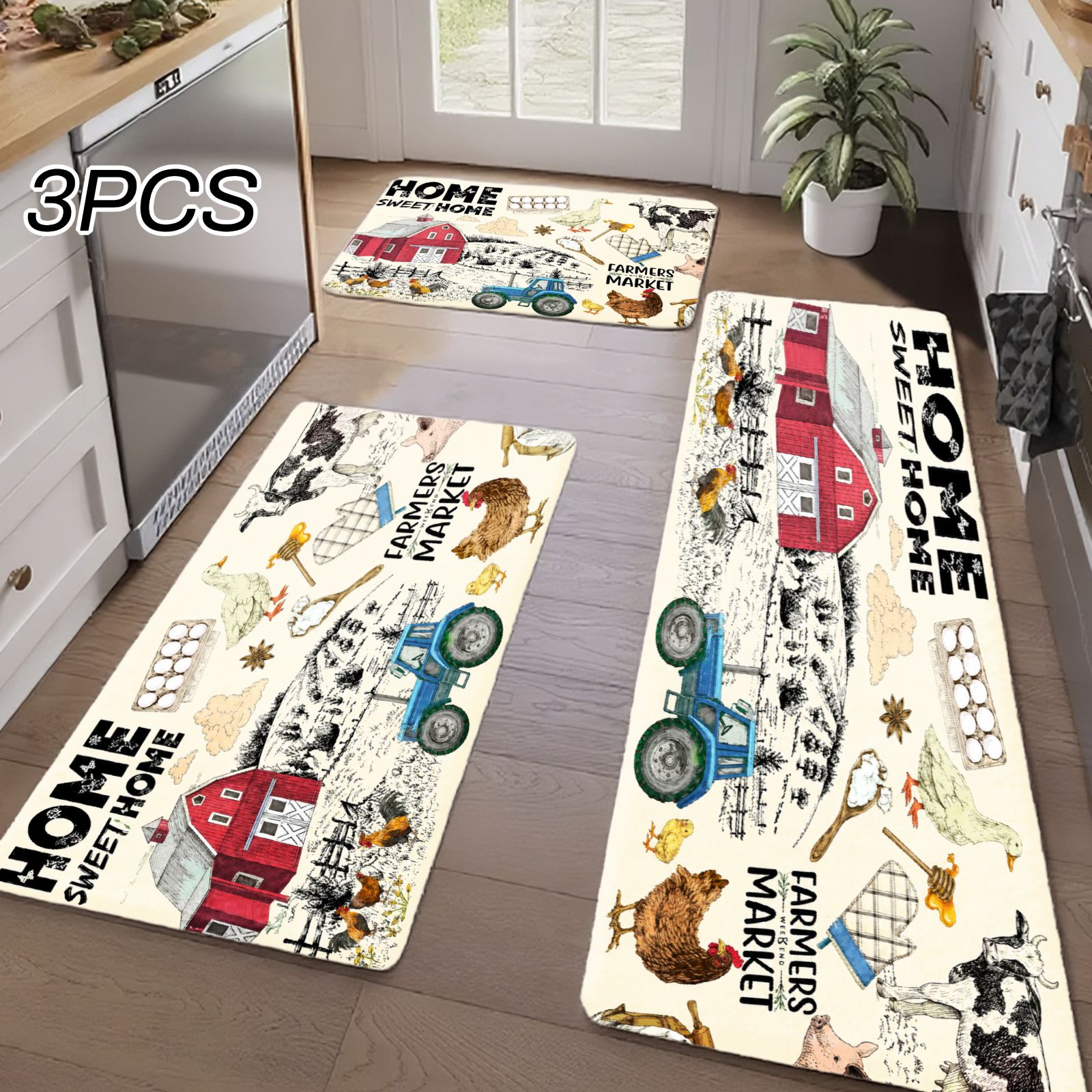 3PC キッチンラグ、玄関ドア、キッチン、バスルーム用の家の - Home Kitchen Bathroom Marketing のレビューと価格