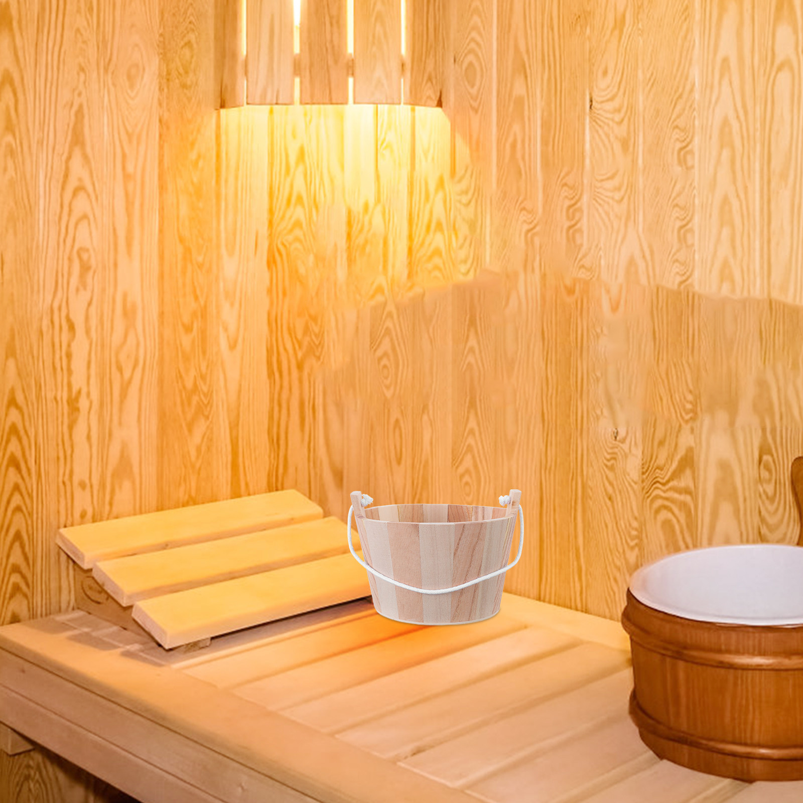 プレミアム天然木製サウナバケツ 手作りの伝統的なサウナ水桶  - Home Bathroom Sauna のレビューと価格