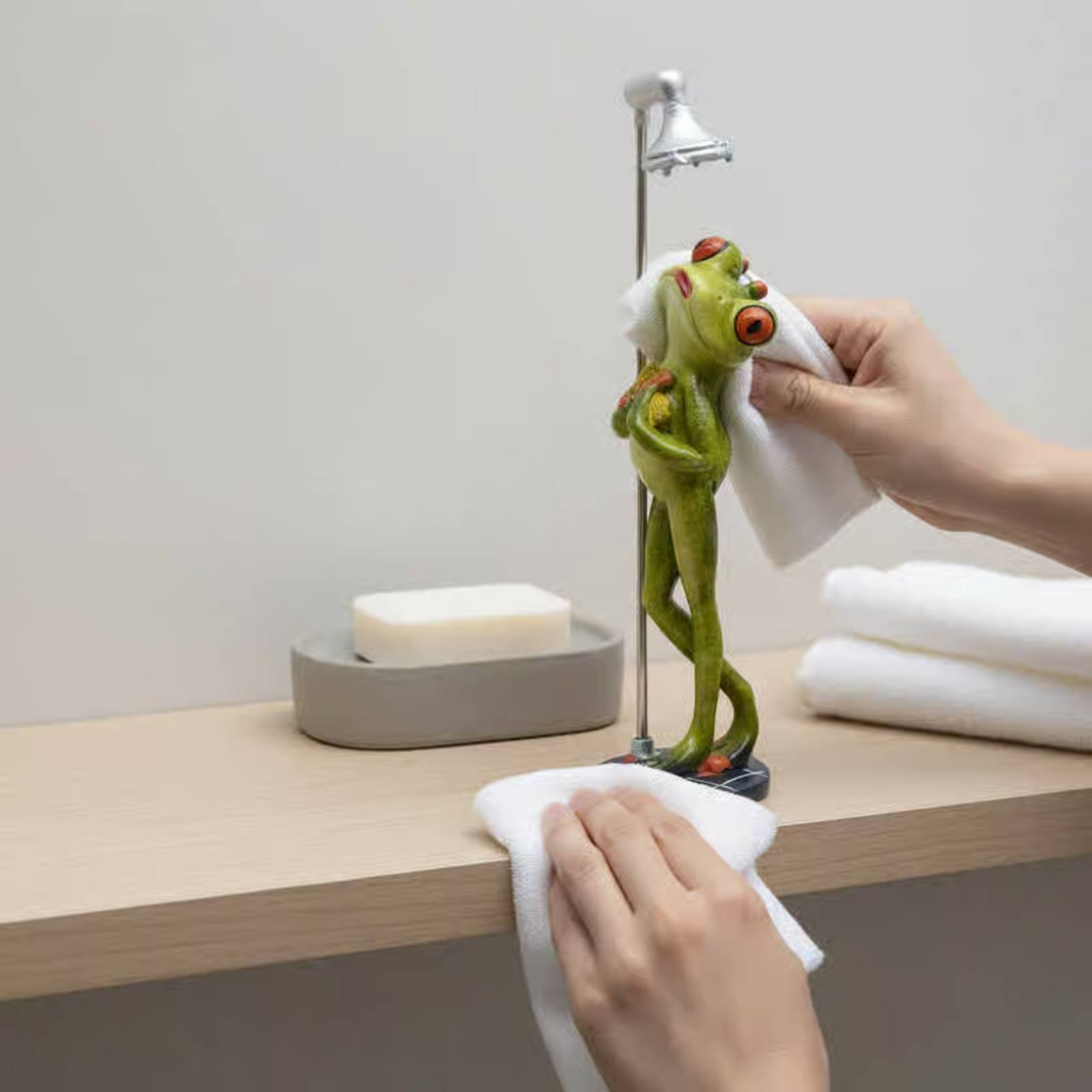 シャワー浴びるカエルの置物 素晴らしい贈り物 お風呂に入るカ - Home Bath のレビューと価格