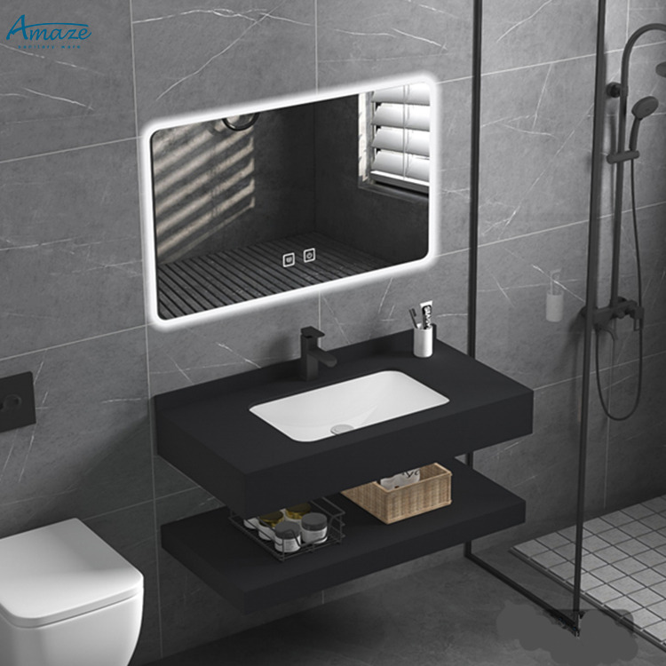 バスルームキャビネット耐久性のある二層式壁掛けバスルーム洗面 - Home Bathroom Vanity のレビューと価格