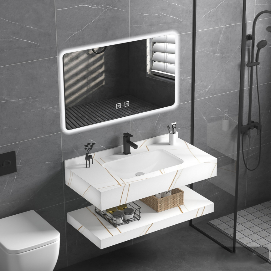 バスルームキャビネット耐久性のある二層式壁掛けバスルーム洗面 - Home Bathroom Vanity のレビューと価格