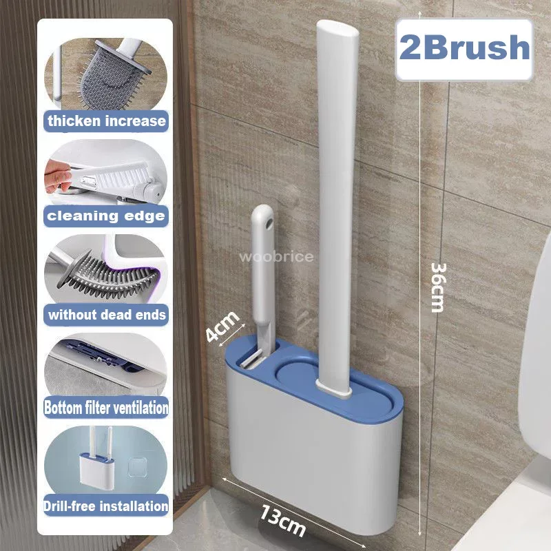 壁掛けトイレブラシ ホルダー付き 長柄シリコントイレブラシ  - Home Bathroom Products のレビューと価格