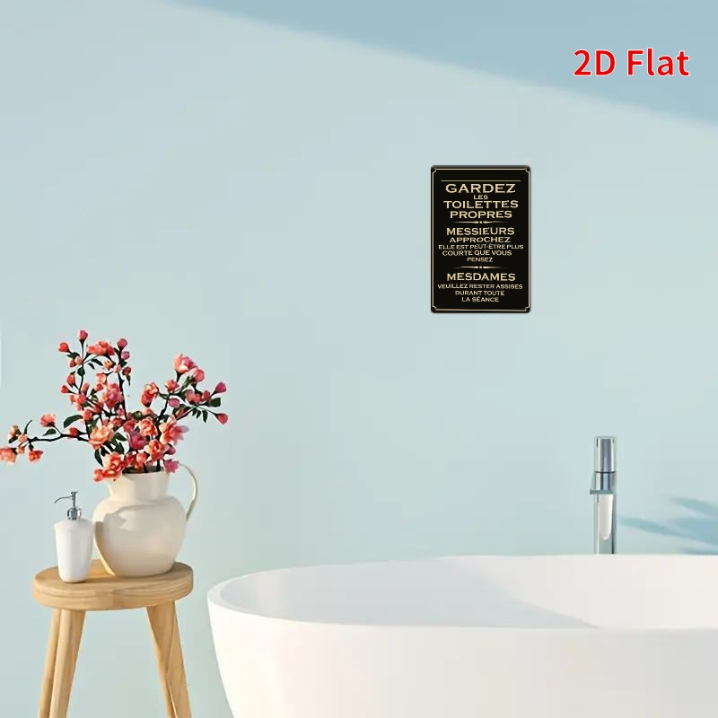 2D ヴィンテージメタルサイン フランスのバスルームエチケッ - Home Bathroom Etiquette のレビューと価格