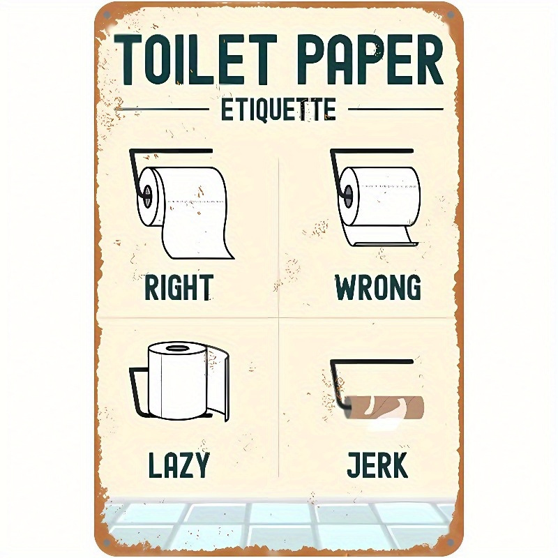 2Dアルミ製トイレペーパーエチケット壁掛けサイン、ヴィンテー - Home Bathroom Etiquette のレビューと価格