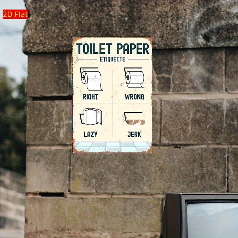 2Dアルミ製トイレペーパーエチケット壁掛けサイン、ヴィンテー - Home Bathroom Etiquette のレビューと価格