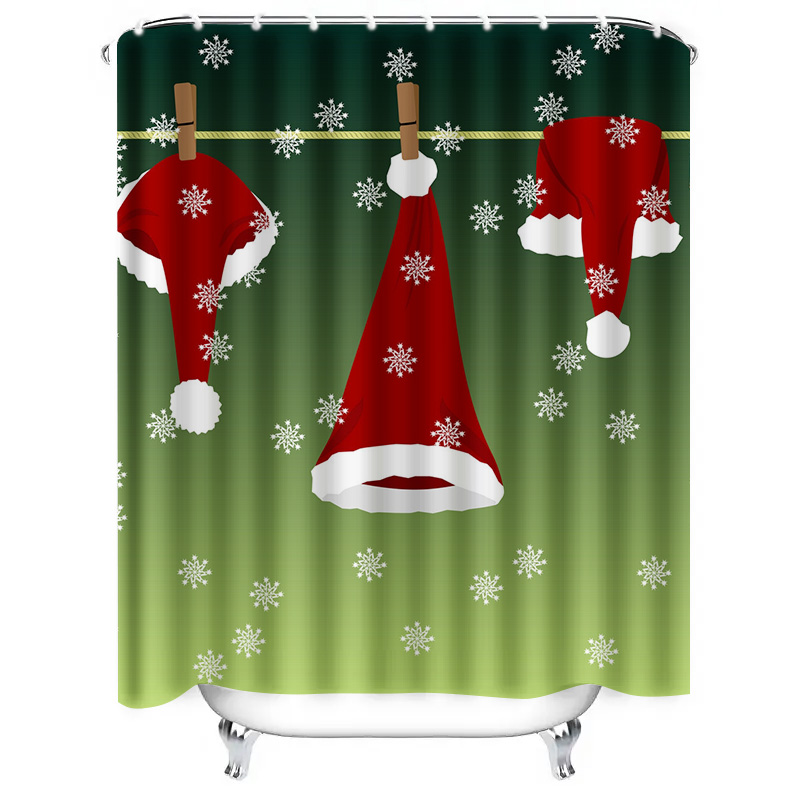 TU フェスティブクリスマスシャワーカーテンレッドサンタクロ - Home Bathroom Ideas のレビューと価格