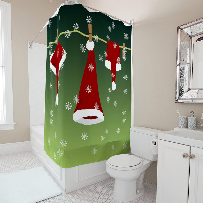 TU フェスティブクリスマスシャワーカーテンレッドサンタクロ - Home Bathroom Ideas のレビューと価格