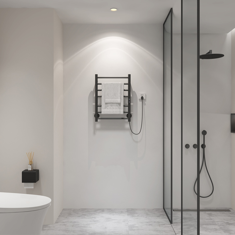 黒/白のバスルーム電気タオルレール。スマートデジタルディスプ - Towel Warmer Electric のレビューと価格