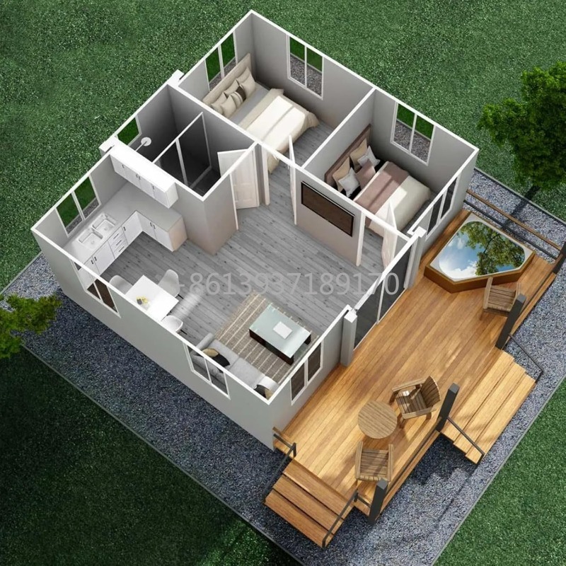 20フィート折りたたみ式拡張可能2ベッドルームコンテナハウス - Tiny Home Bathroom Kitchen のレビューと価格