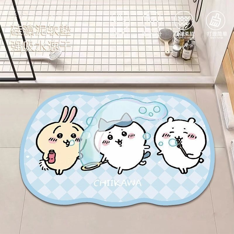 アニメちいかわハチワレうさぎ珪藻泥バスルームフロアマット滑り - Home Bathroom Movie のレビューと価格