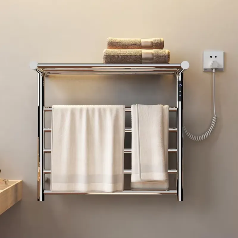 モダンなバスルーム用電気タオルウォーマー、収納ラック付き、棚 - Towel Warmer Electric のレビューと価格