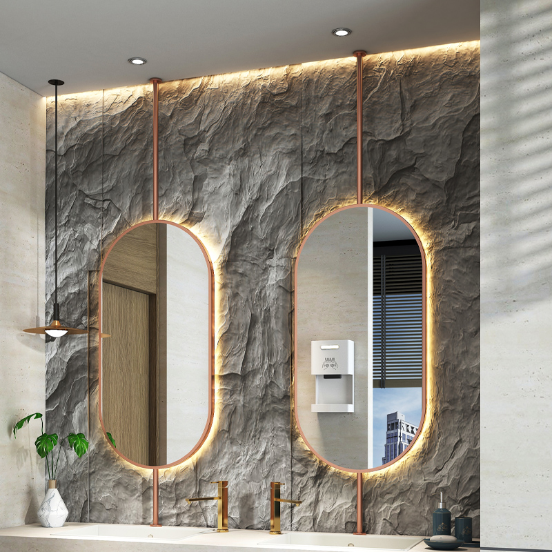 サイズ60x90cm天井楕円形吊り下げミラー現代的なシンプル - Home Bathroom Vanity のレビューと価格