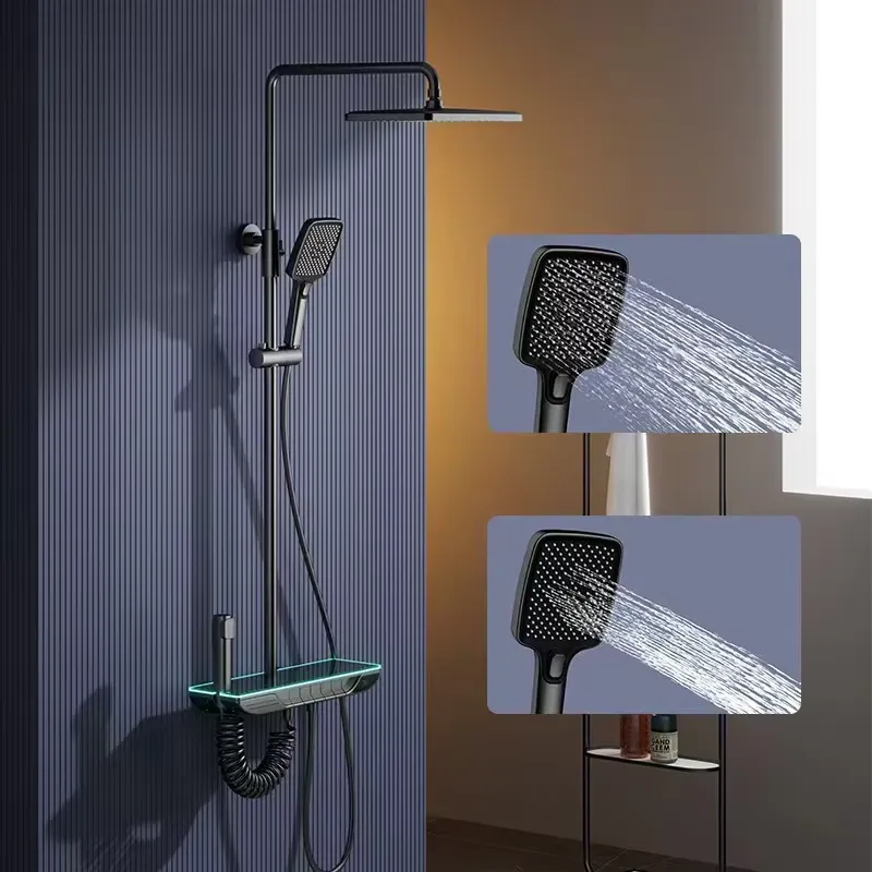 スマートデジタルサーモスタットシャワーセット真鍮ピアノキーバ - Home Bathroom Shower のレビューと価格