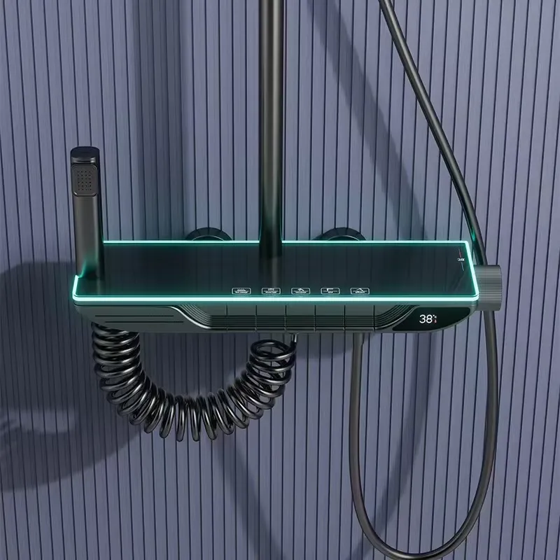 スマートデジタルサーモスタットシャワーセット真鍮ピアノキーバ - Home Bathroom Shower のレビューと価格